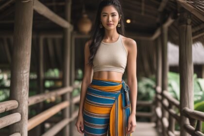 Thin Striped Cotton Two Tone Fisherman Capri Wrap Pants