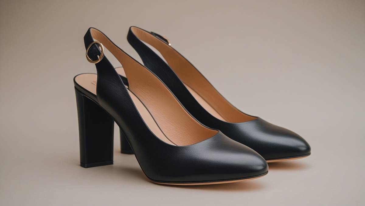Italian Leather 65mm Black Block Heel