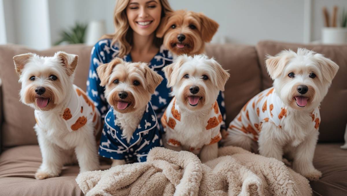 100 Cotton Capri Pajama Sets with Dogs on Them