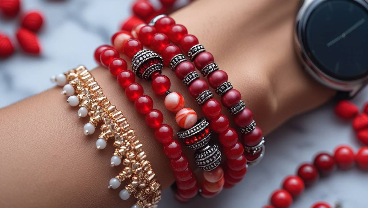 20mm Samsung Red Beaded Watch Bands